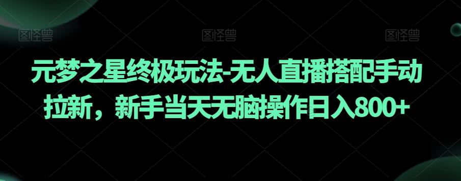 元梦之星终极玩法-无人直播搭配手动拉新，新手当天无脑操作日入800+【揭秘】-天韵资源网