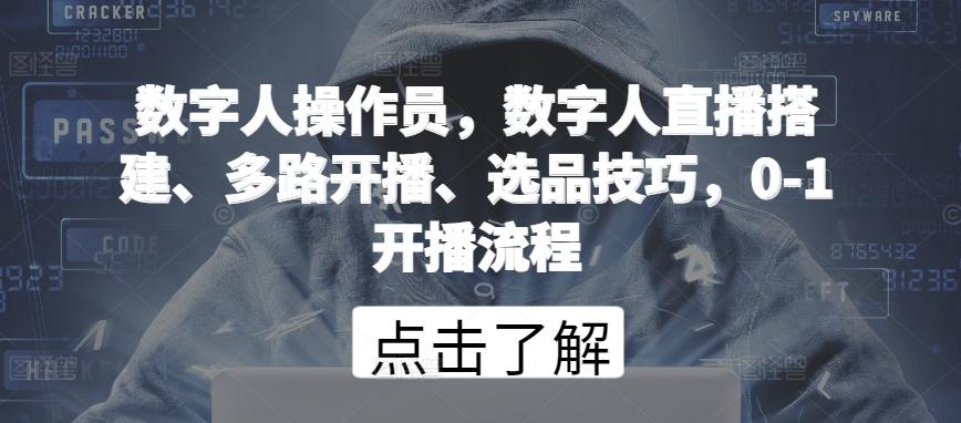 数字人操作员，数字人直播搭建、多路开播、选品技巧，0-1开播流程-天韵资源网