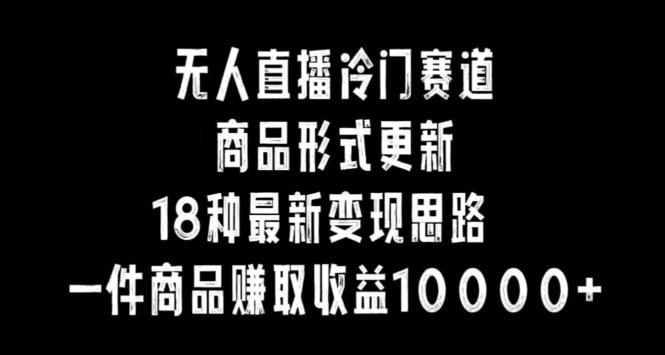 无人直播冷门赛道，商品形式更新，18种变现思路，一件商品赚取收益10000+【揭秘】-天韵资源网