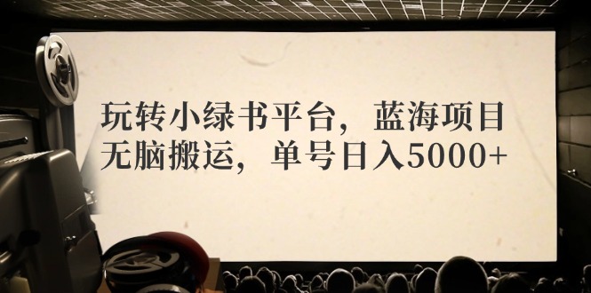 玩转小绿书平台，蓝海项目，无脑搬运，单号日入5000+-天韵资源网