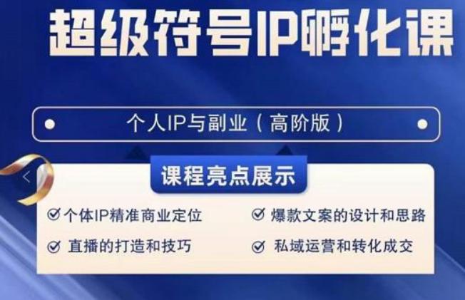 超级符号IP孵化高阶课，建立流量思维底层逻辑，打造属于自己IP（51节课）-天韵资源网