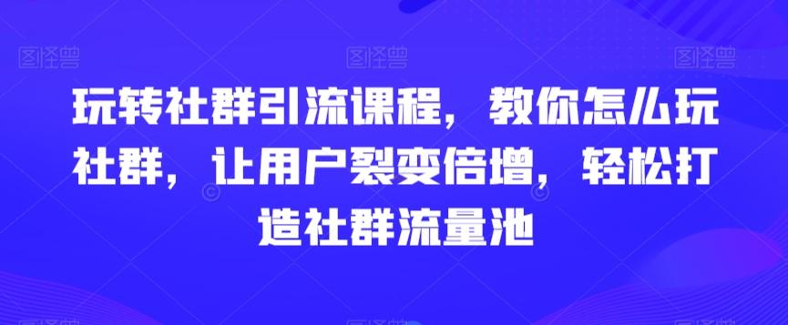 玩转社群引流课程，教你怎么玩社群，让用户裂变倍增，轻松打造社群流量池-天韵资源网
