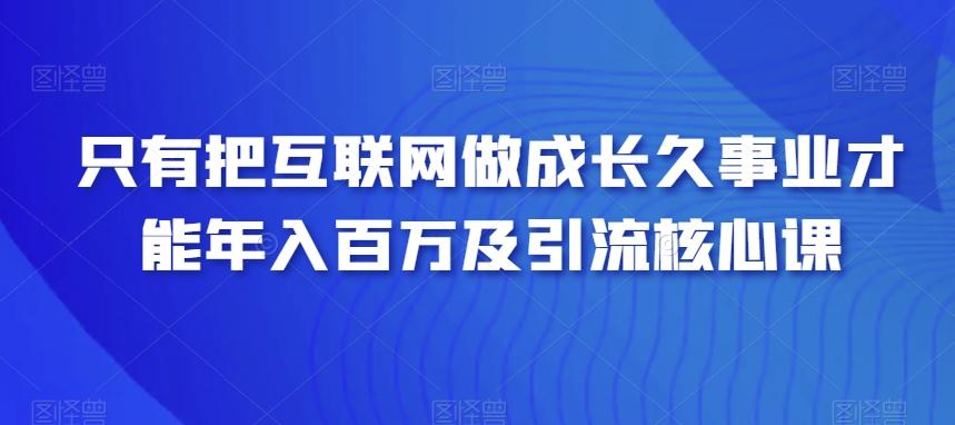 只有把互联网做成长久事业才能年入百万及引流核心课-天韵资源网