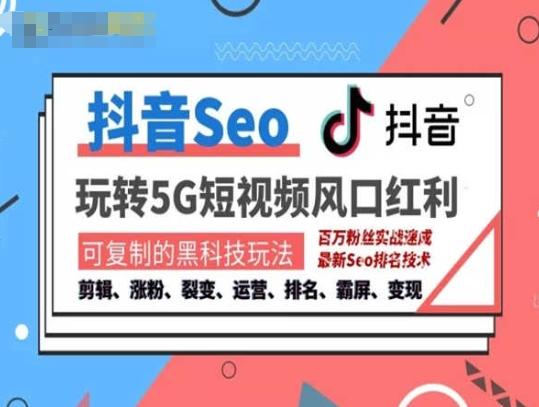 抖音SEO引流培训课程-抓住抖音风口，实现搜索排名，获取精准流量，快速成交变现-天韵资源网