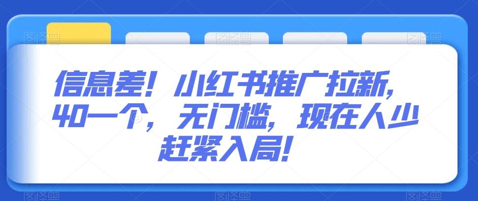 信息差！小红书推广拉新，40一个，无门槛，现在人少赶紧入局！-天韵资源网