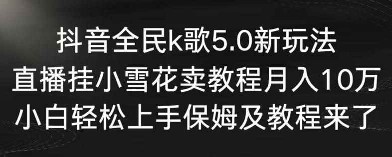 抖音全民k歌5.0新玩法，直播挂小雪花卖教程月入10万，小白轻松上手，保姆及教程来了【揭秘】-天韵资源网