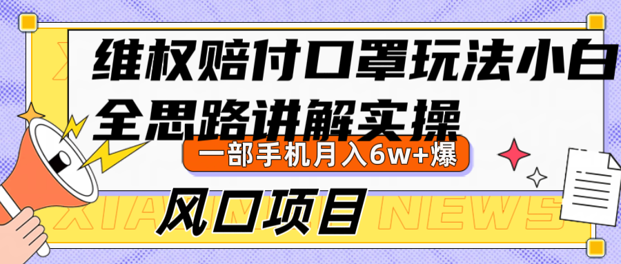 维权赔付口罩玩法，小白也能月入6w+，风口项目实操-天韵资源网