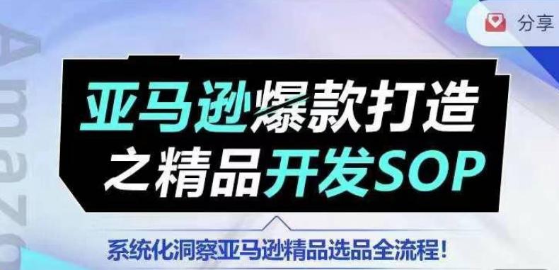 【训练营】亚马逊爆款打造之精品开发SOP，系统化洞察亚马逊精品选品全流程-天韵资源网