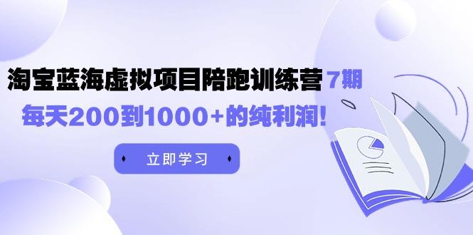 (9541期)黄岛主《淘宝蓝海虚拟项目陪跑训练营7期》每天200到1000+的纯利润-天韵资源网