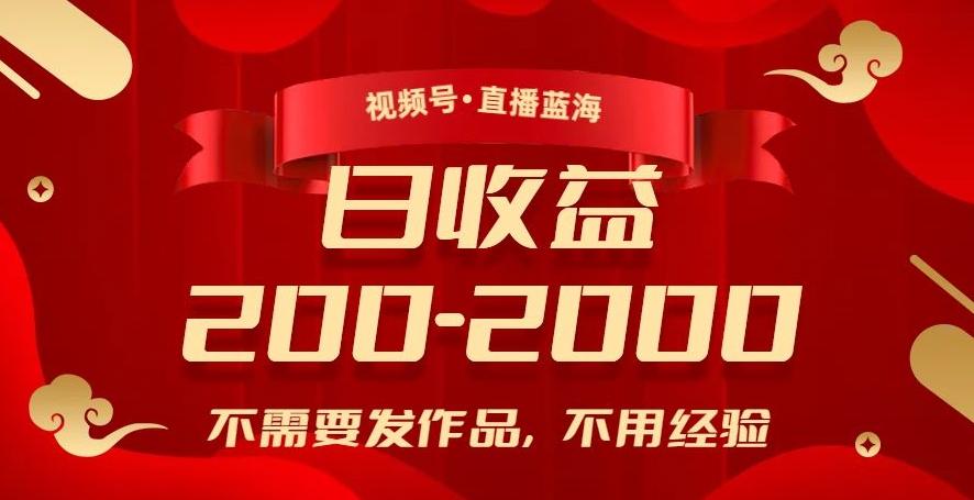 视频号直播蓝海，不需要发作品，不用经验，日入200-2000+【揭秘】-天韵资源网