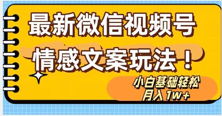 微信视频号情感文案最新玩法，小白轻松月入1万+无脑搬运【揭秘】-天韵资源网
