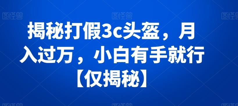 揭秘打假3c头盔，月入过万，小白有手就行【仅揭秘】-天韵资源网