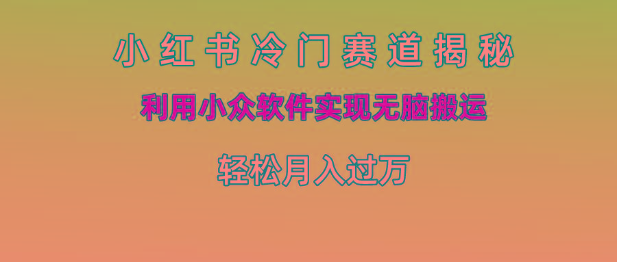 小红书冷门赛道揭秘,利用小众软件实现无脑搬运，轻松月入过万-天韵资源网
