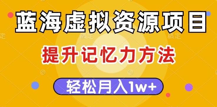 蓝海虚拟资源项目，提升记忆力方法，多种变现方式，轻松月入1w+【揭秘】-天韵资源网