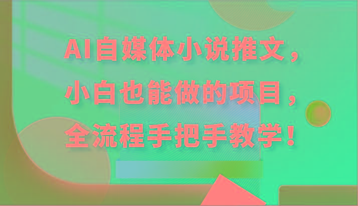 AI自媒体小说推文，小白也能做的项目，全流程手把手教学！-天韵资源网