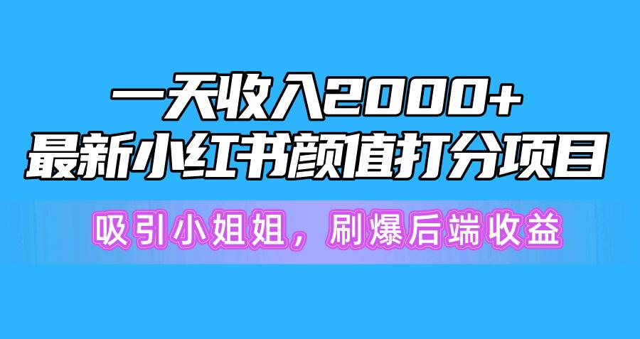 一天收入2000+，最新小红书颜值打分项目，吸引小姐姐，刷爆后端收益-天韵资源网