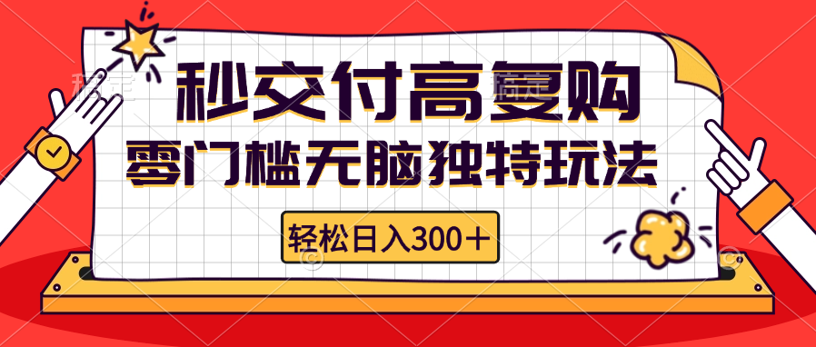 零门槛无脑独特玩法 轻松日入300+秒交付高复购   矩阵无上限-天韵资源网