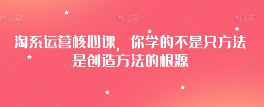 淘系运营核心课，你学的不是只方法是创造方法的根源-天韵资源网