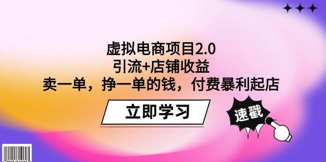 (9645期)虚拟电商项目2.0：引流+店铺收益  卖一单，挣一单的钱，付费暴利起店-天韵资源网