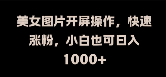 美女图片开屏操作，快速涨粉，小白也可日入1k【揭秘】-天韵资源网