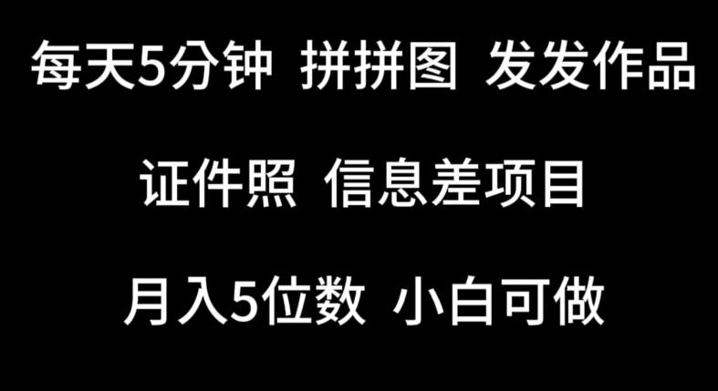 每天5分钟，拼拼图发发作品，证件照信息差项目，小白可做【揭秘】-天韵资源网