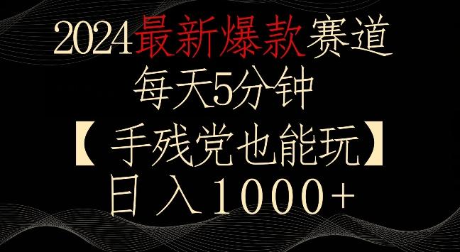2024最新爆款赛道，每天5分钟，手残党也能玩，轻松日入1000+【揭秘】-天韵资源网