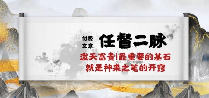 某付费文章《任督 二脉 泼天富贵|最重要的基石 就是神来之笔的开窍|万字》-天韵资源网