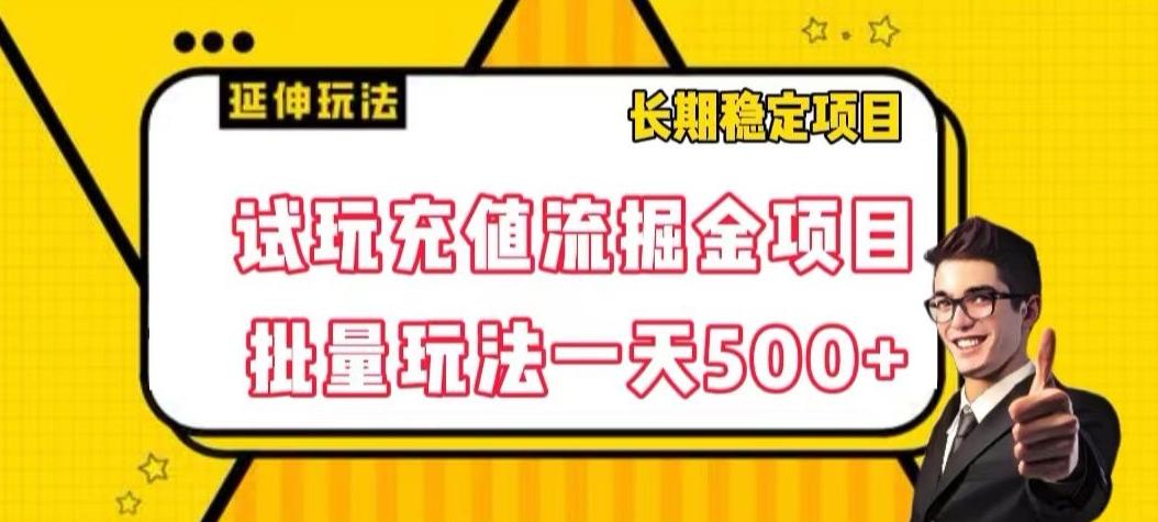 试玩充值流掘金项目，批量矩阵玩法一天500+【揭秘】-天韵资源网