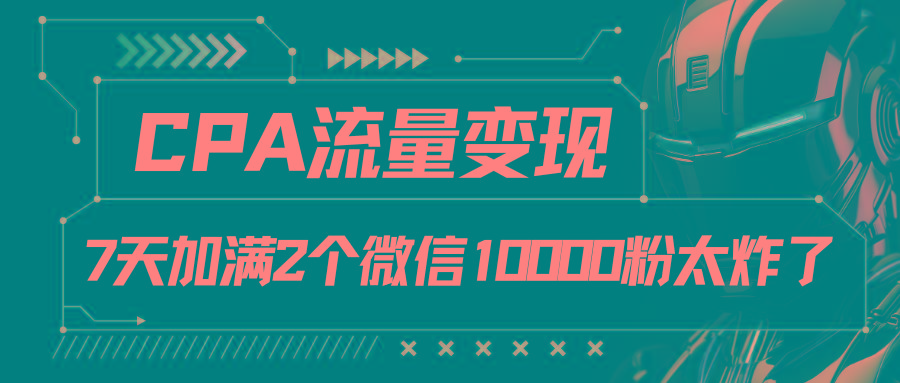 CPA流量变现，7天加满两个微信10000粉-天韵资源网