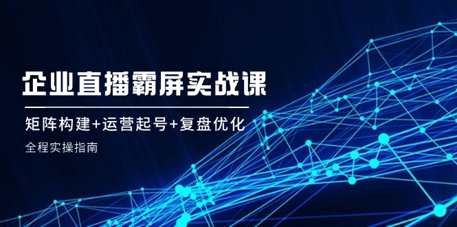 企业直播霸屏实战课：矩阵构建+运营起号+复盘优化，全程实操指南-天韵资源网