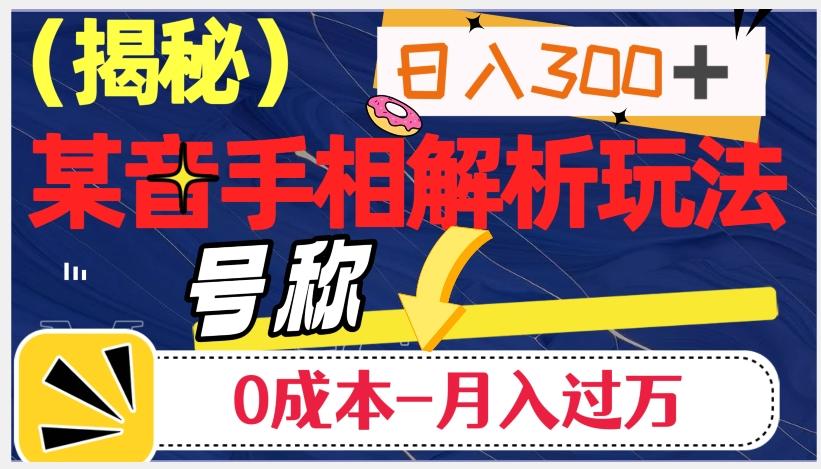 日入300+的，抖音手相解析玩法，号称0成本月入过万（揭秘）-天韵资源网