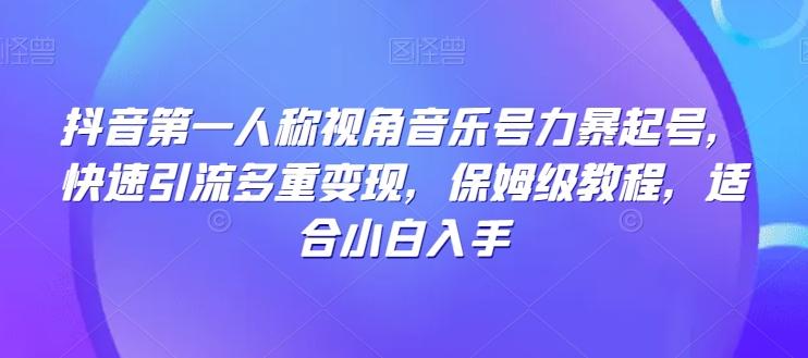 抖音第一人称视角音乐号力暴起号，快速引流多重变现，保姆级教程，适合小白入手-天韵资源网