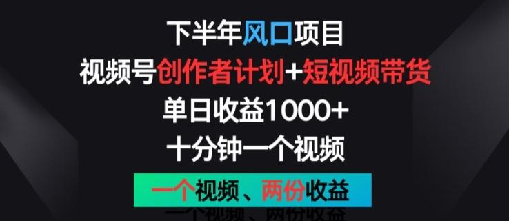 下半年风口项目，视频号创作者计划+视频带货，一个视频两份收益，十分钟一个视频【揭秘】-天韵资源网
