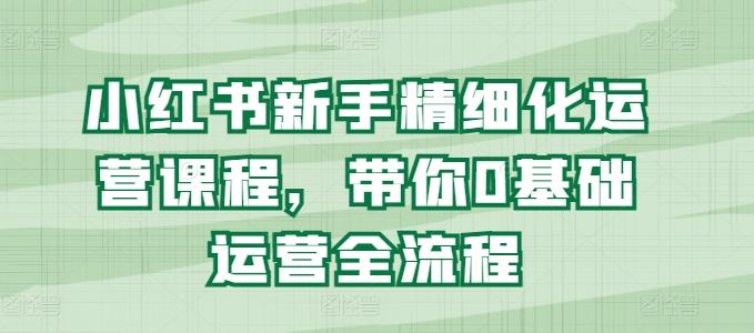 小红书新手精细化运营课程，带你0基础运营全流程-天韵资源网