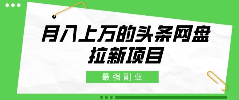 最强副业，月入上万的头条网盘拉新项目，小白新手轻松上手-天韵资源网