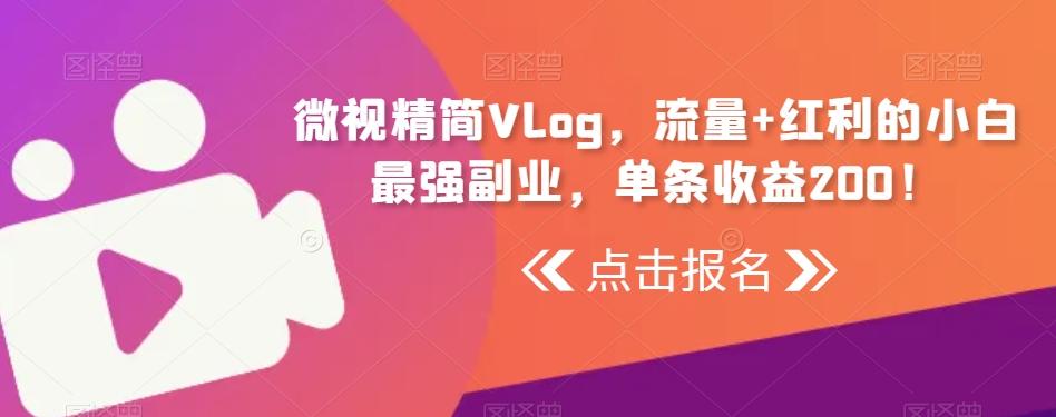 微视精简Vlog，流量+红利的小白最强副业，单条收益200！-天韵资源网