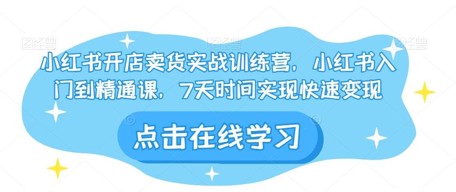 小红书开店卖货实战训练营，小红书入门到精通课，7天时间实现快速变现-天韵资源网