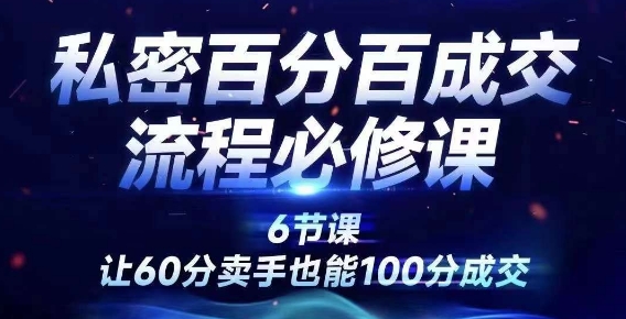 私密百分百成交流程线上训练营，绝对成交，让60分卖手也能100分成交-天韵资源网