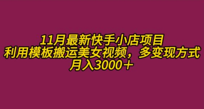 11月K总部落快手小店情趣男粉项目，利用模板搬运美女视频，多变现方式月入3000+-天韵资源网