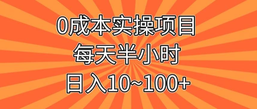0成本实操项目，每天半小时，日入10~100+-天韵资源网