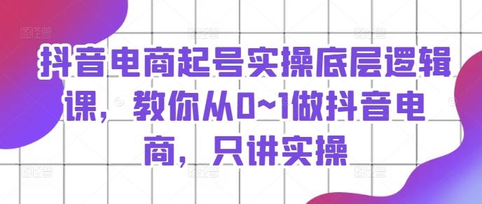 抖音电商起号实操底层逻辑课，教你从0~1做抖音电商，只讲实操-天韵资源网