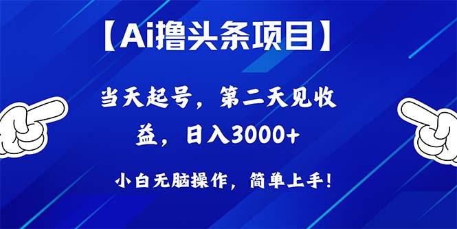 Ai撸头条，当天起号，第二天见收益，日入3000+-天韵资源网