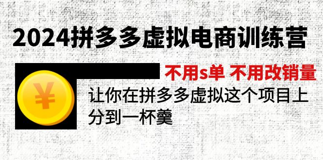 2024拼多多虚拟电商训练营 不s单 不改销量  做虚拟项目分一杯羹(更新10节-天韵资源网