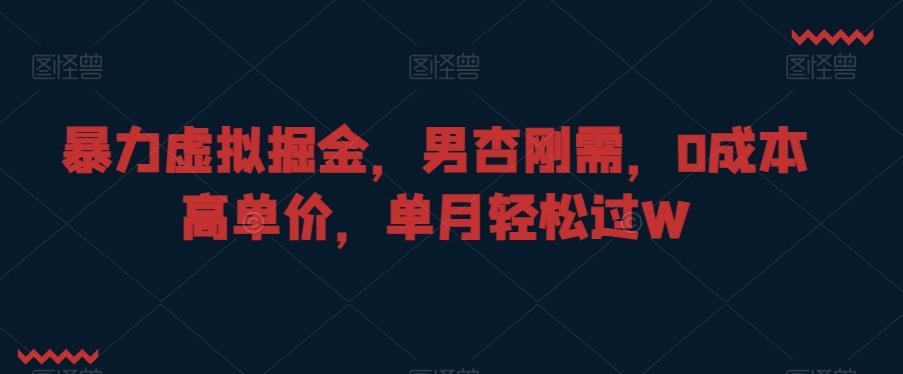 暴力虚拟掘金，男杏刚需，0成本高单价，单月轻松过W【揭秘】-天韵资源网