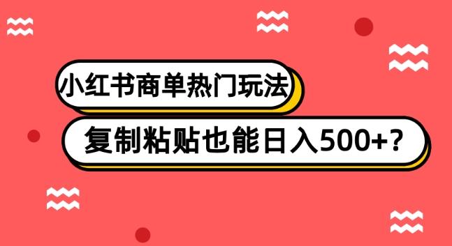 小红书商单热门玩法，复制粘贴也能日入500+-天韵资源网