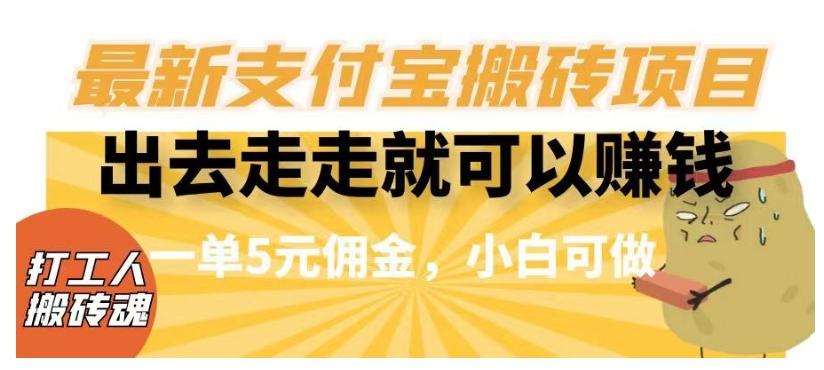 闲得无聊出去走走就可以赚钱，最新支付宝搬砖项目，一单5元佣金，小白可做【揭秘】-天韵资源网