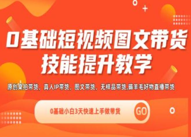 0基础短视频图文带货实操技能提升教学(直播课+视频课),0基础小白3天快速上手做带货-天韵资源网