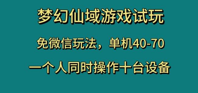 梦幻仙域游戏试玩，免微信玩法，单机40-70，一个人同时操作十台设备【揭秘】-天韵资源网