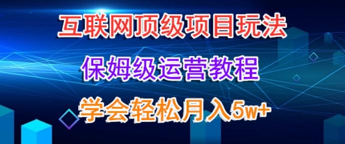 互联网顶级项目玩法，保姆级运营教程，学完轻松月入5万-天韵资源网