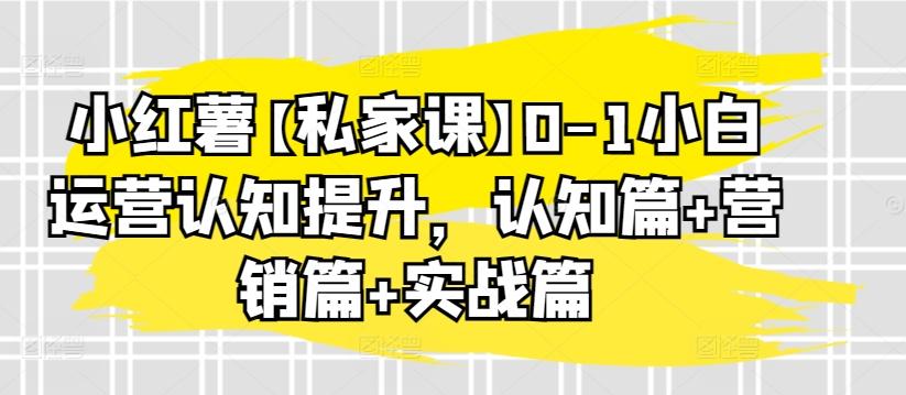 小红薯【私家课】0-1小白运营认知提升，认知篇+营销篇+实战篇-天韵资源网